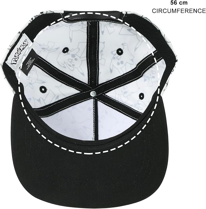 Pokemon - Pikachu AOP Boys Baseball Cap with Flat Brim, CBPOK, Youth