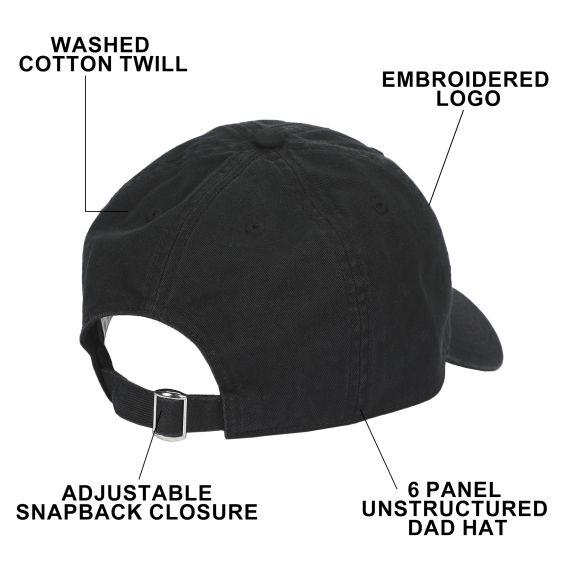 Pokemon Pikachu Black Washed Cotton Twill Dad Cap, R0POK