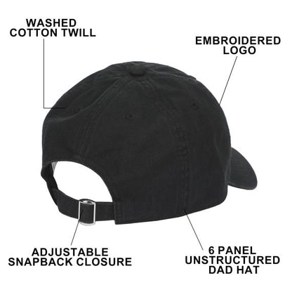 Pokemon Pikachu Black Washed Cotton Twill Dad Cap, R0POK