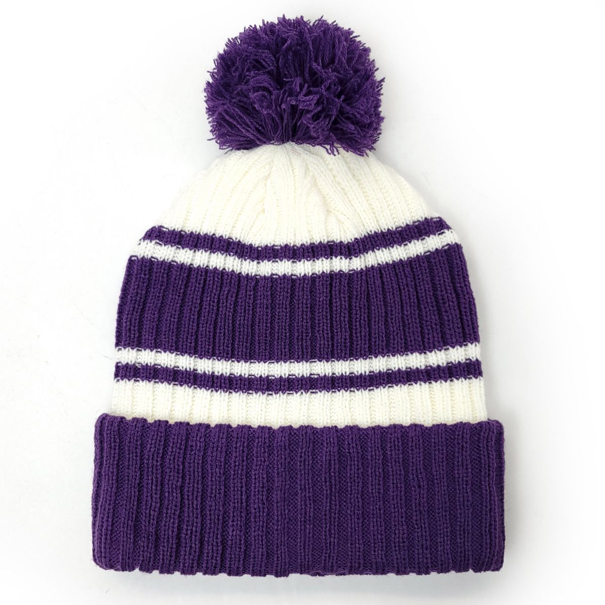 Plain Pom Toques with Stripes, Multi-Coloured, BS064