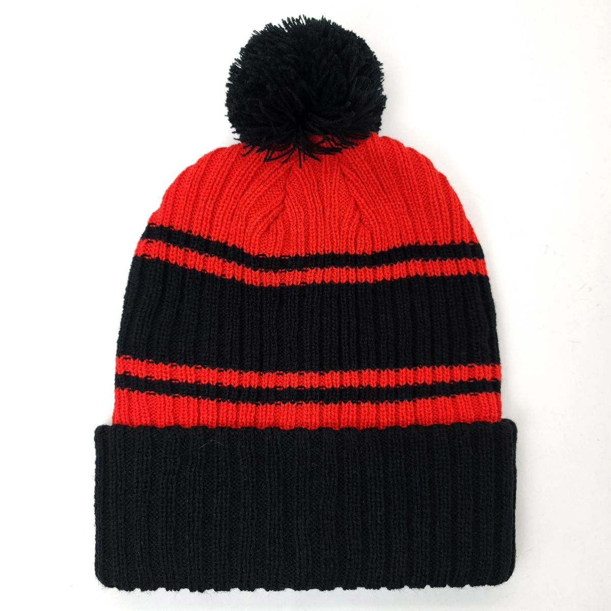 Plain Pom Toques with Stripes, Multi-Coloured, BS064