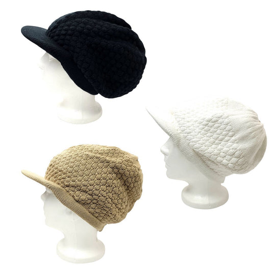 Rasta Knitted Visor Beanie-RV0001, Cotton, OSFA