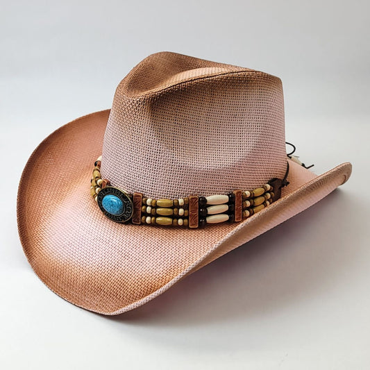 Natural Straw Cowboy Hat - ST018PK, Pink