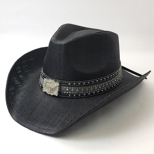 Natural Straw Cowboy Hat - ST138BK, Black