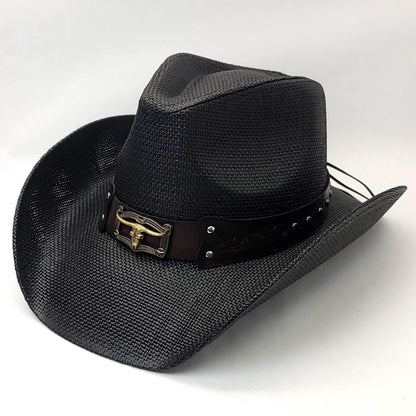 Natural Straw Cowboy Hat - ST143BK, Black