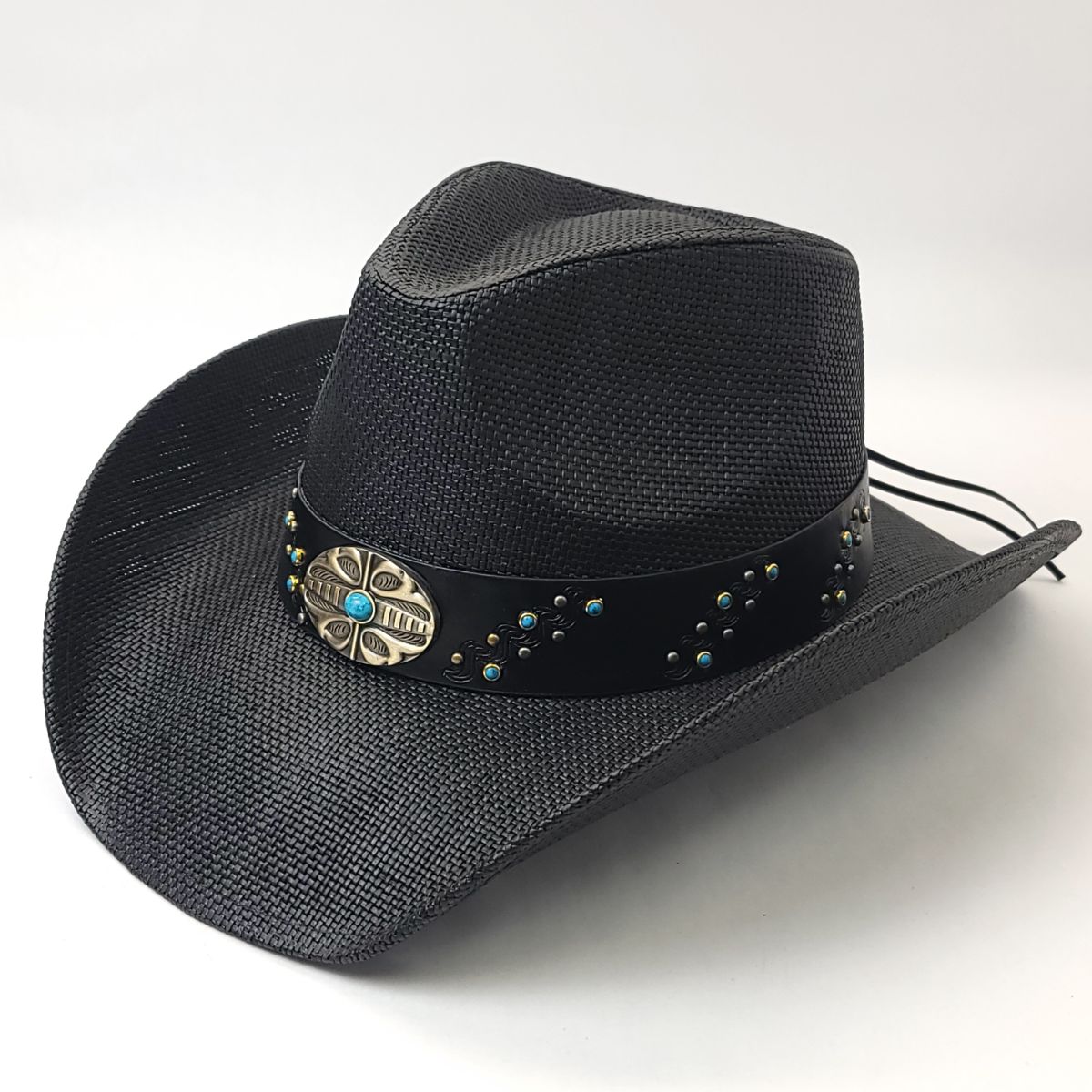 Natural Straw Cowboy Hat - ST177BK, Black