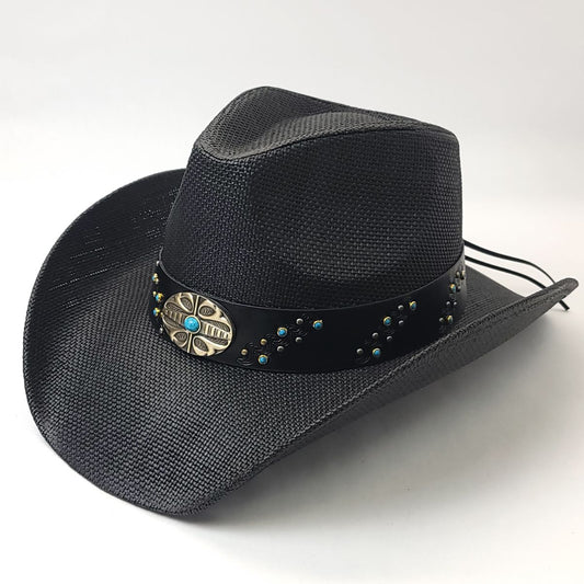 Natural Straw Cowboy Hat - ST177BK, Black