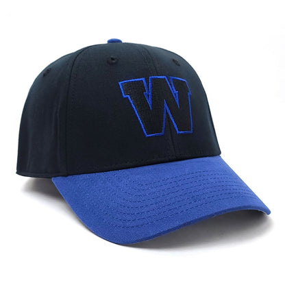 Winnipeg Blue Bombers - Basic, Black & Royal 2 Tone, Adjustable Velcro Closure, BSBK2T