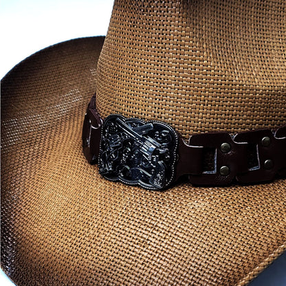 Natural Straw Cowboy Hat - STGUNBR, Brown
