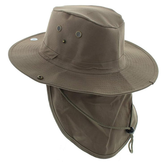 Safari Hat with Neck Cover, Solid, Various Colours & Sizes