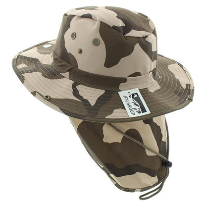 Safari Hat with Neck Cover, Solid, Various Colours & Sizes