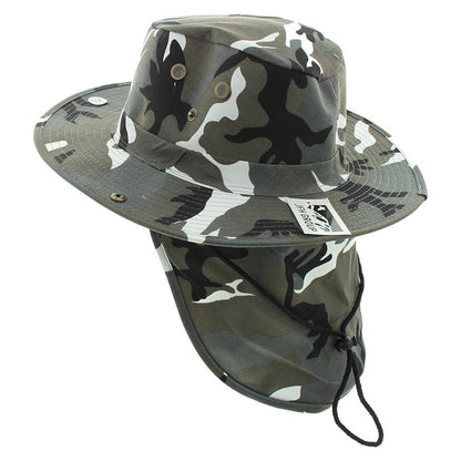 Safari Hat with Neck Cover, Solid, Various Colours & Sizes