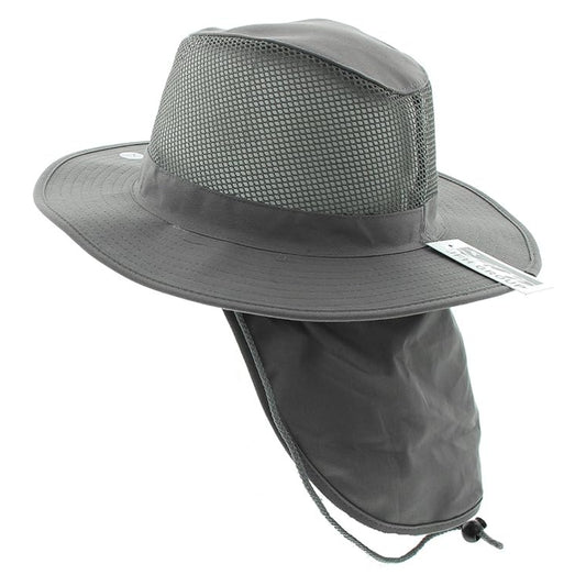 Safari Hat with Neck Cover, Mesh, Various Colours & Sizes