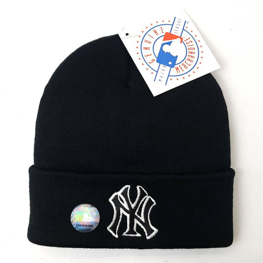 New York Yankees Knit Toque - BS, Cuff,  Black with Black & White Logo