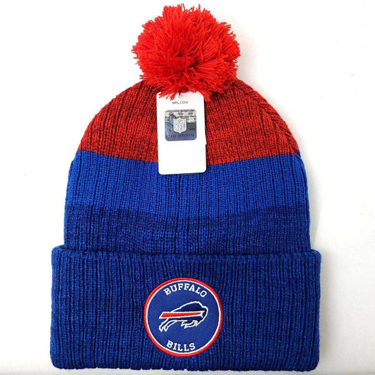 Buffalo Bills Pom Knit Toque - FZ, Royal with Red Stripes