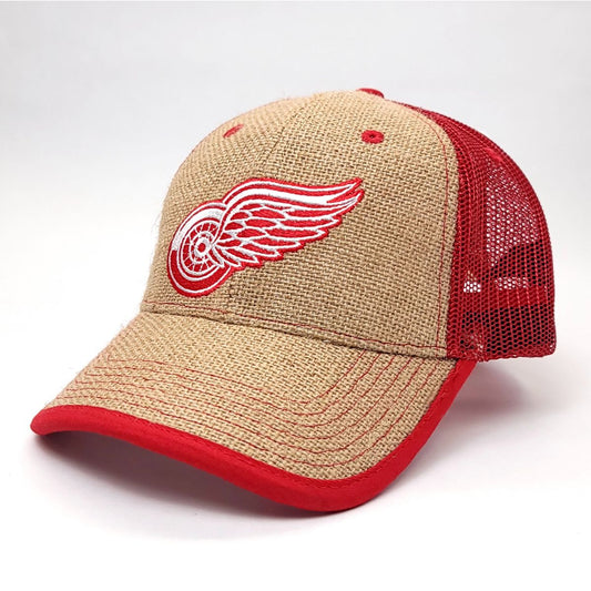 Detroit Red Wings Cap - SF, Khaki/Red Mesh, Snapback