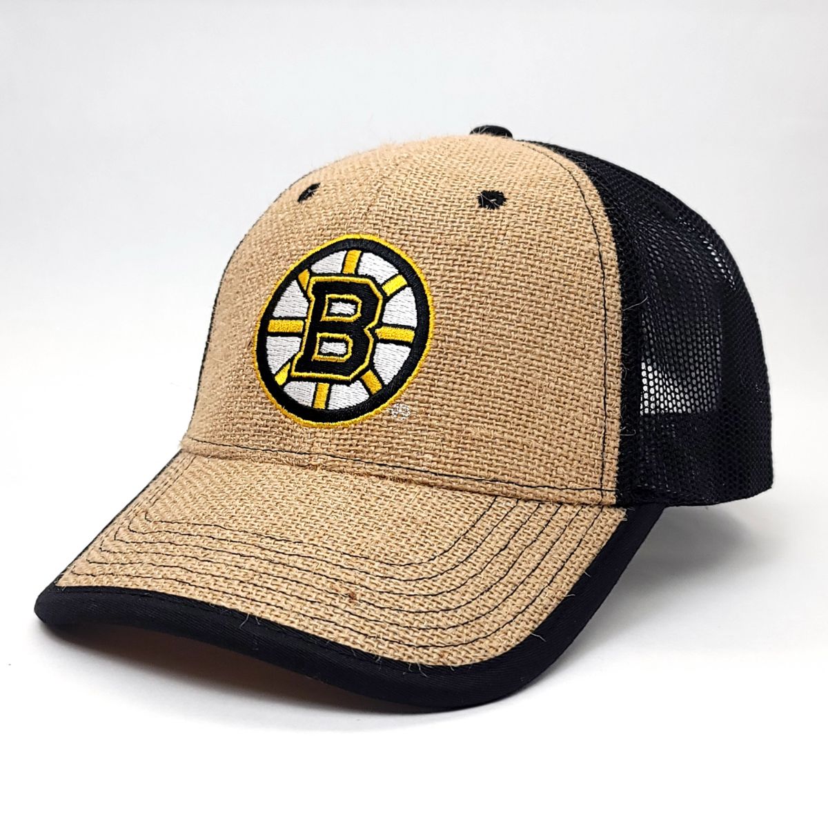 Boston Bruins Cap - SF, Khaki/Black Mesh, Snapback