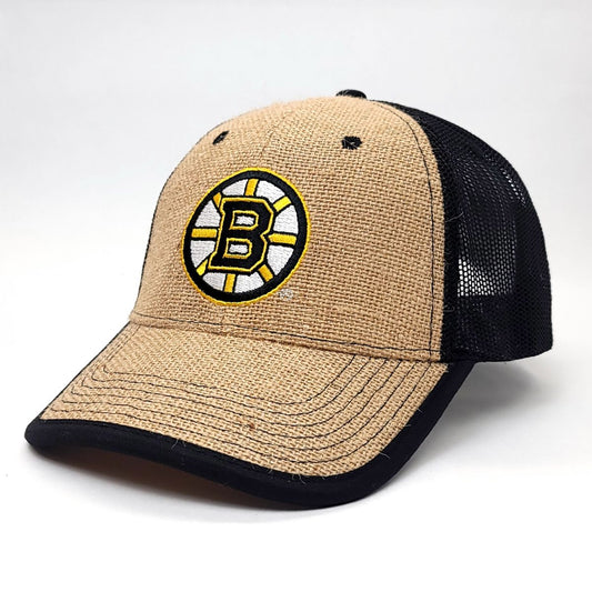 Boston Bruins Cap - SF, Khaki/Black Mesh, Snapback