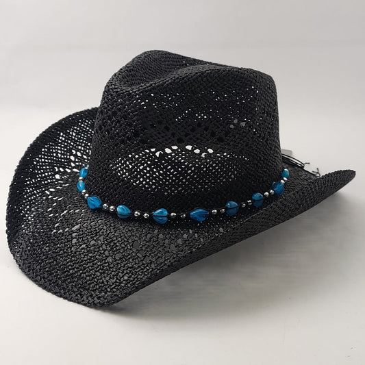 Natural Straw Cowboy Hat - ST121BK, Black