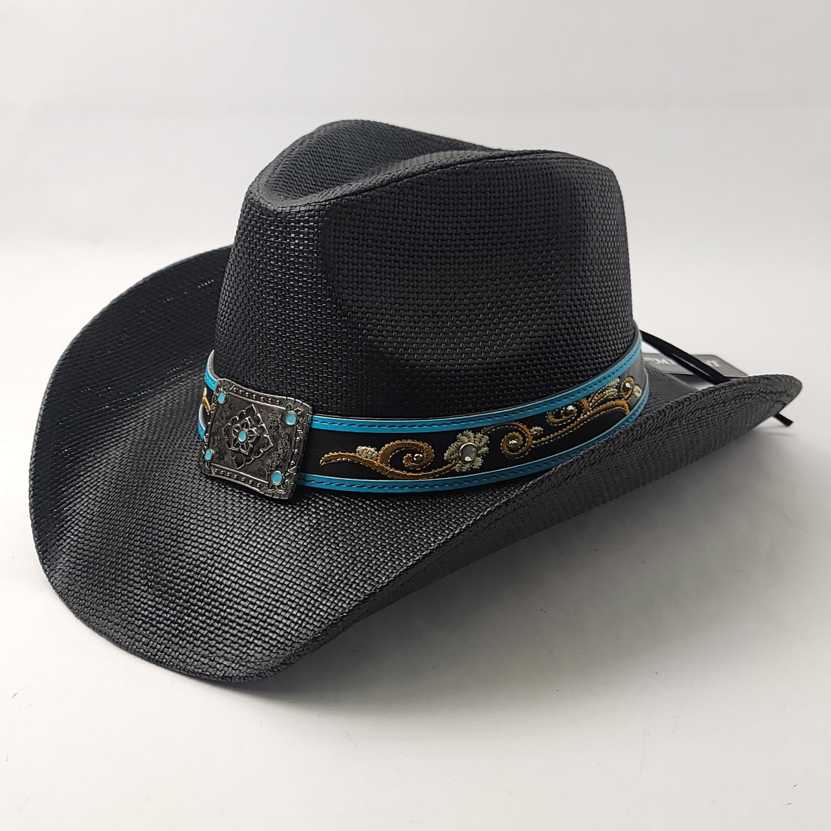 Natural Straw Cowboy Hat - ST119BK, Black