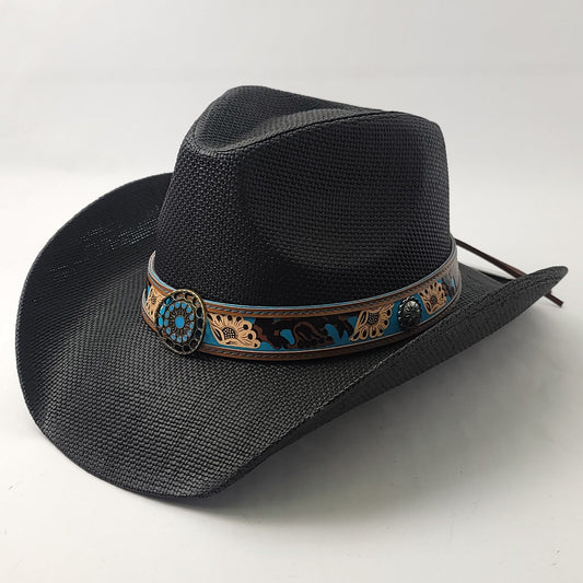 Natural Straw Cowboy Hat - ST118BK, Black