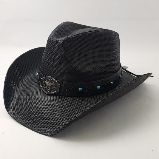 Natural Straw Cowboy Hat - ST100BK, Black