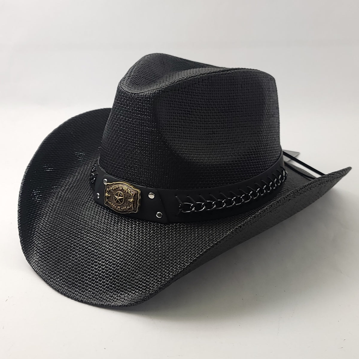 Natural Straw Cowboy Hat - ST103BK, Black