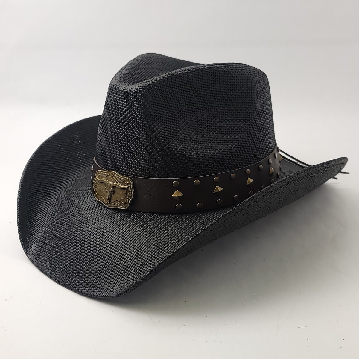 Natural Straw Cowboy Hat - ST126BK, Black