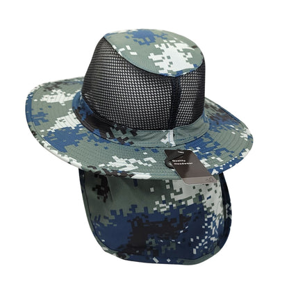 Safari Hat with Neck Cover, Mesh, Various Colours & Sizes