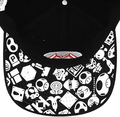 Super Mario Brothers Mario Embroidered Symbol Black Snapback Hat 0RSMB