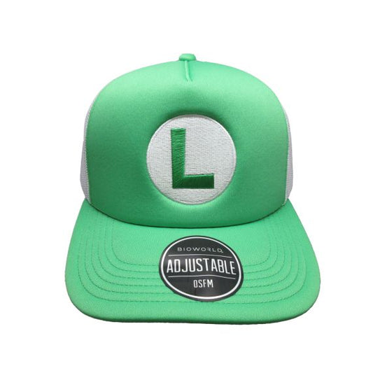 Super Mario Bros. Luigi Green Mesh Back Foam Trucker Snapback, G0SMB