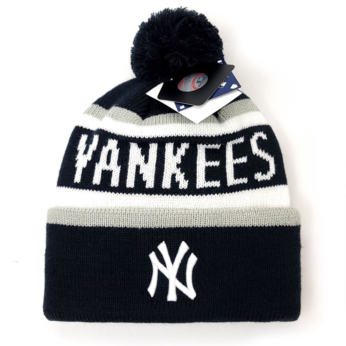 New York Yankees Pom Knit Toque - Whitaker , Navy with Yankees Wordmark