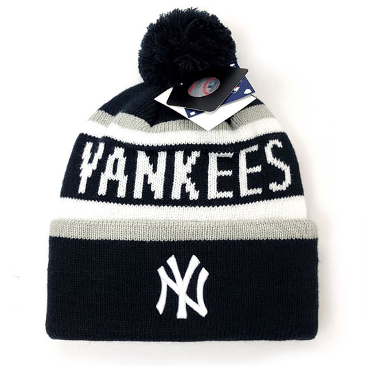 New York Yankees Pom Knit Toque - Whitaker , Navy with Yankees Wordmark