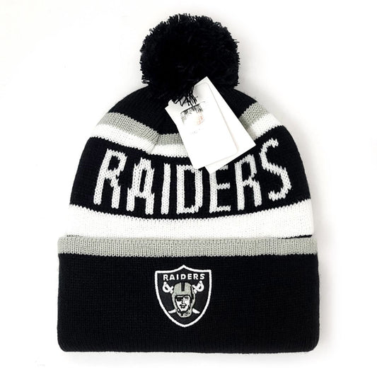 Las Vagas Raiders Pom Knit Toque - Whitaker, Black with Raiders Wordmark