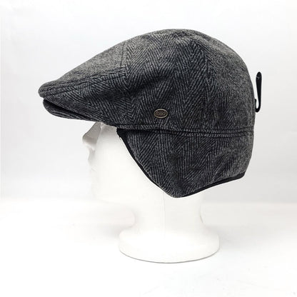Ivy w/Earflap Cap - IVE2341, 100% Wool, Herringbone, 3 Sizes