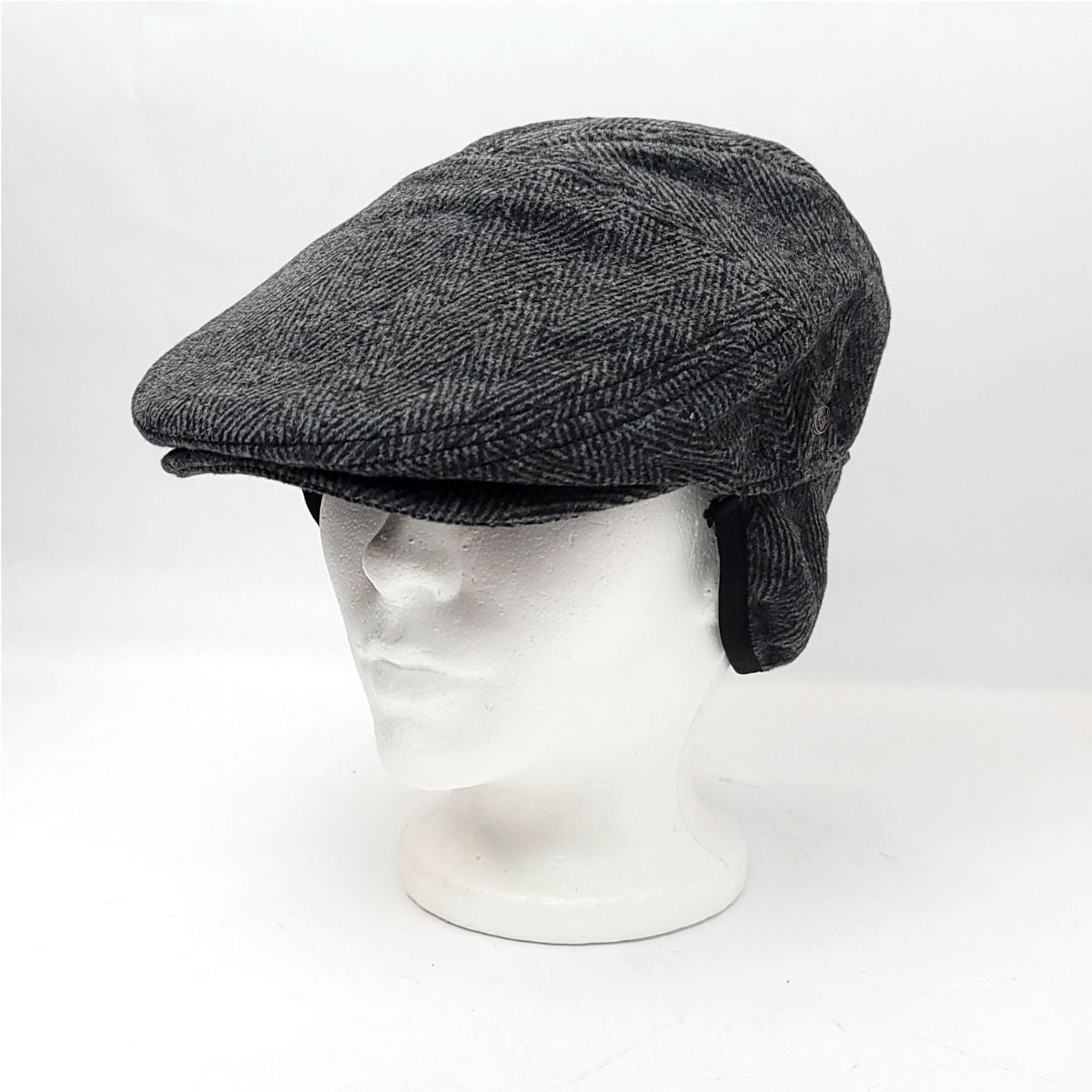 Ivy w/Earflap Cap - IVE2341, 100% Wool, Herringbone, 3 Sizes