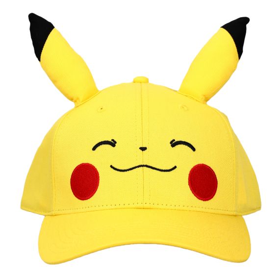 Pokemon Pikachu Big Face Smiling Snapback Hat with Ears, PGPOK