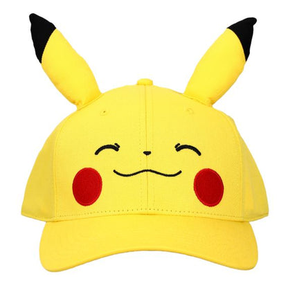 Pokemon Pikachu Big Face Smiling Snapback Hat with Ears, PGPOK
