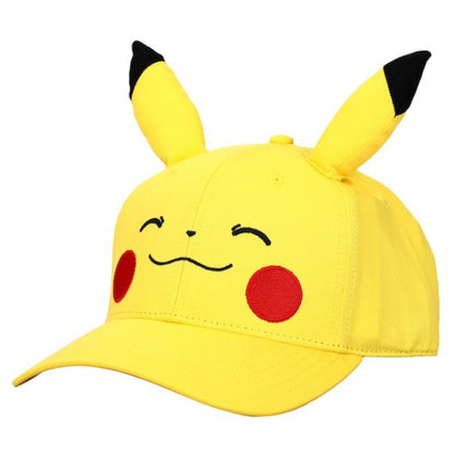 Pokemon Pikachu Big Face Smiling Snapback Hat with Ears, PGPOK