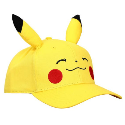 Pokemon Pikachu Big Face Smiling Snapback Hat with Ears, PGPOK