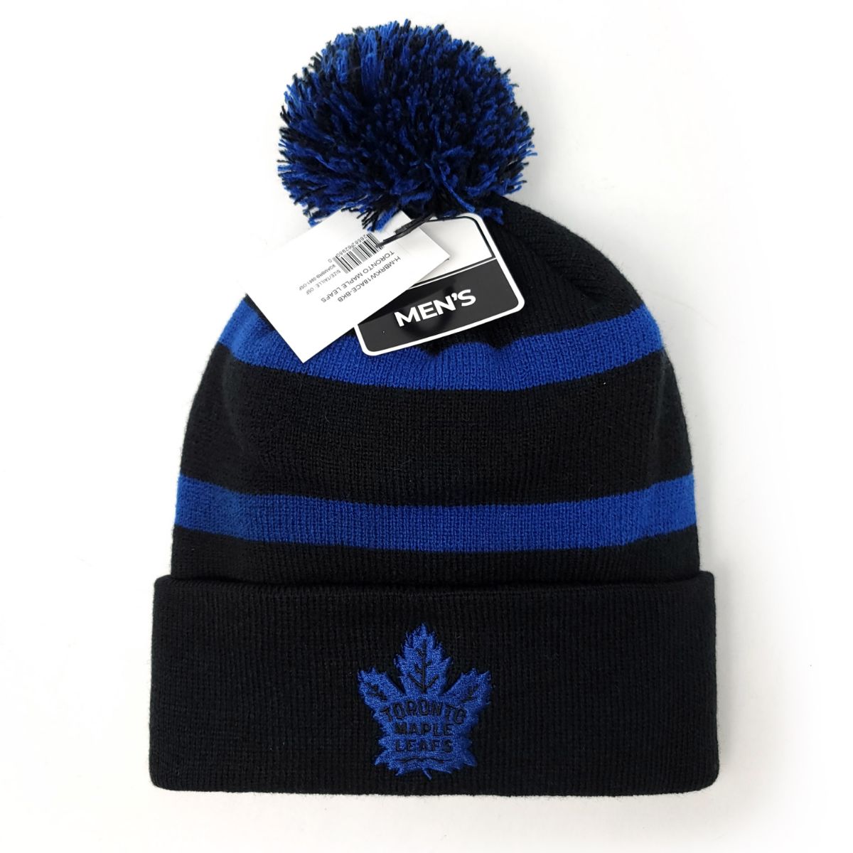 Toronto Maple Leafs Pom Knit Toque - BA, Black & Royal Stripe