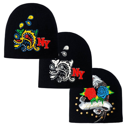 Tattoo Beanie - Multi-Coloured, No Cuff