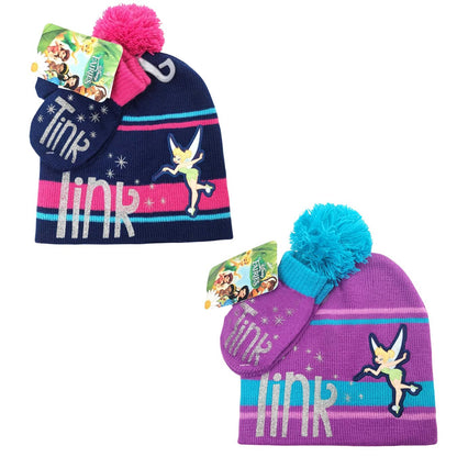 Toddler - Fairies Tinkerbell, 2pcs set,  Winter Pom Beanie & Mittens